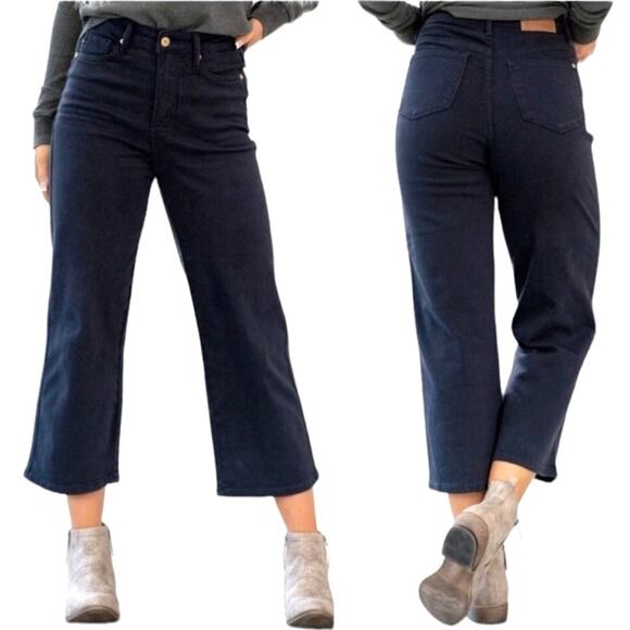 JUDY BLUE High Waist Cropped Tummy Control Wide Leg Jean Size 14W - Picture 1 of 4
